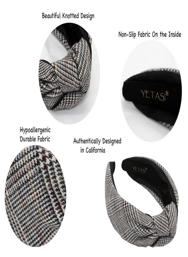 YETASI Plaid Black Headbands for Women Get Compliments. Wearable All Day, Head bands for Women's Hair are Chic Knotted Headband Fashion Designer Top Knot Head bands Girl - Image 4